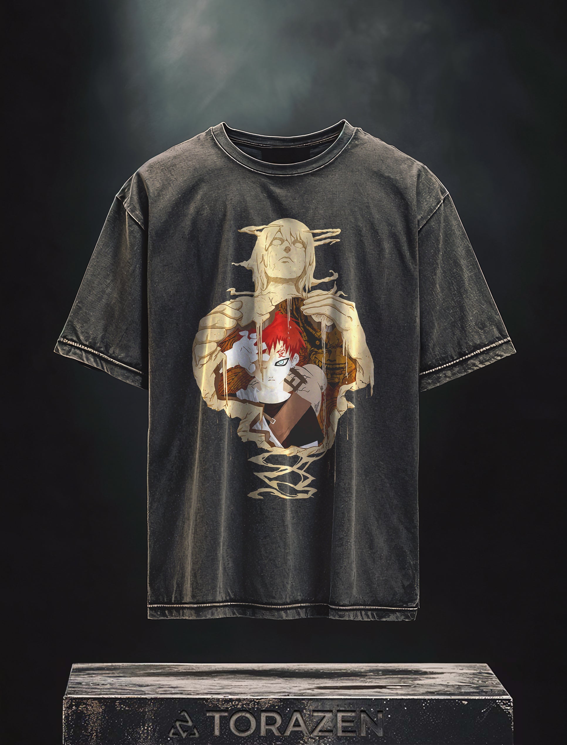 A t-shirt with anime-inspired design, blending manga shonen style with modern streetwear aesthetic.