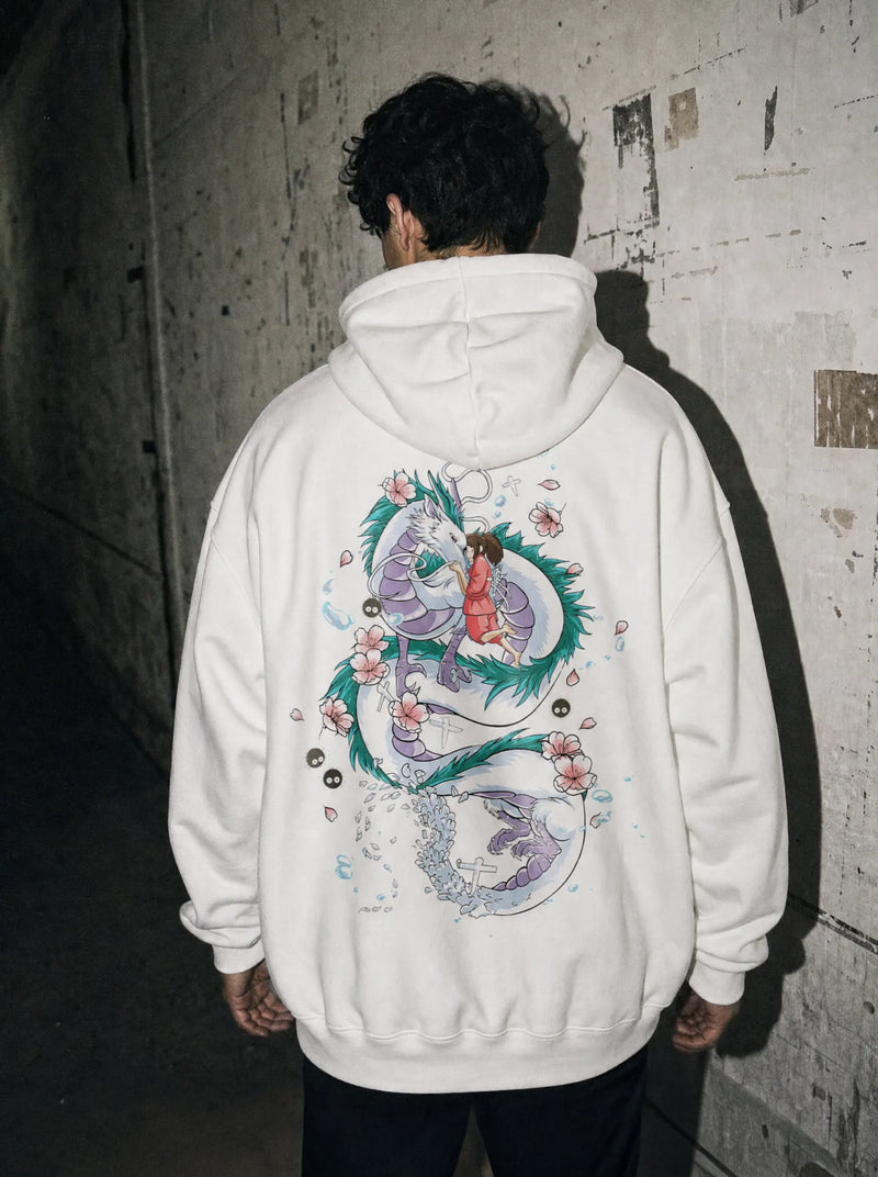Haku x Chihiro Zip Up Hoodie - Studio Ghibli-inspired design by Torazen