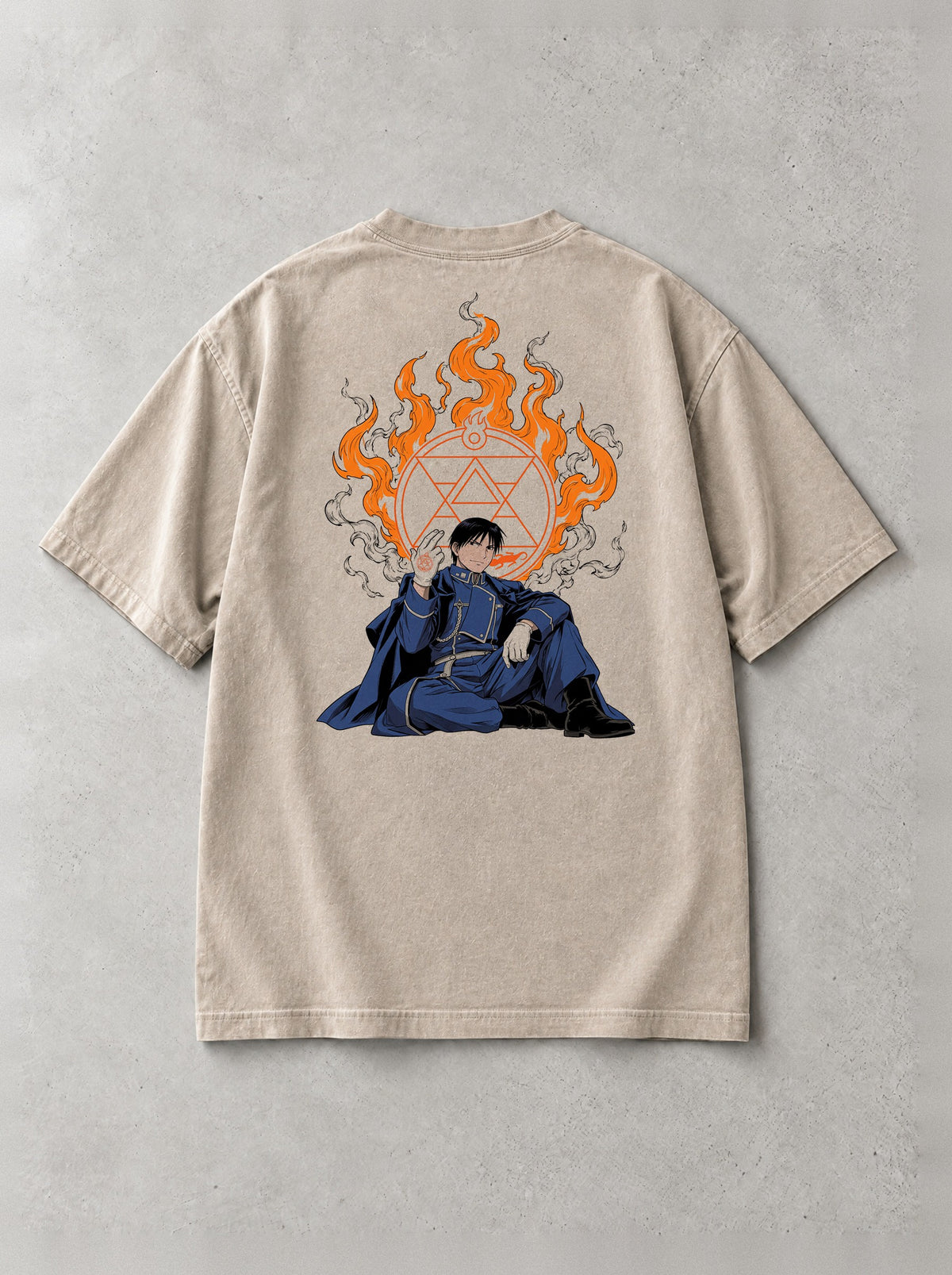 Flame Circle Snap Vintage Tee - Fullmetal Alchemist-inspired design by Torazen, back view