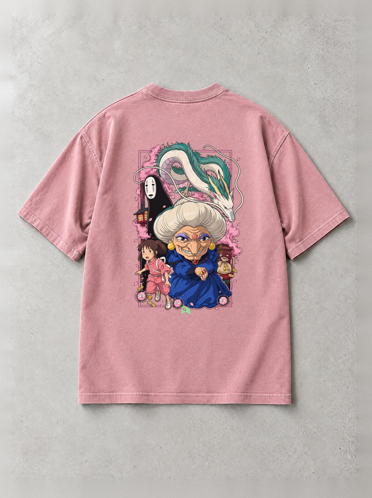 Bathhouse Witch Vintage Tee - Studio Ghibli-inspired design by Torazen, back view