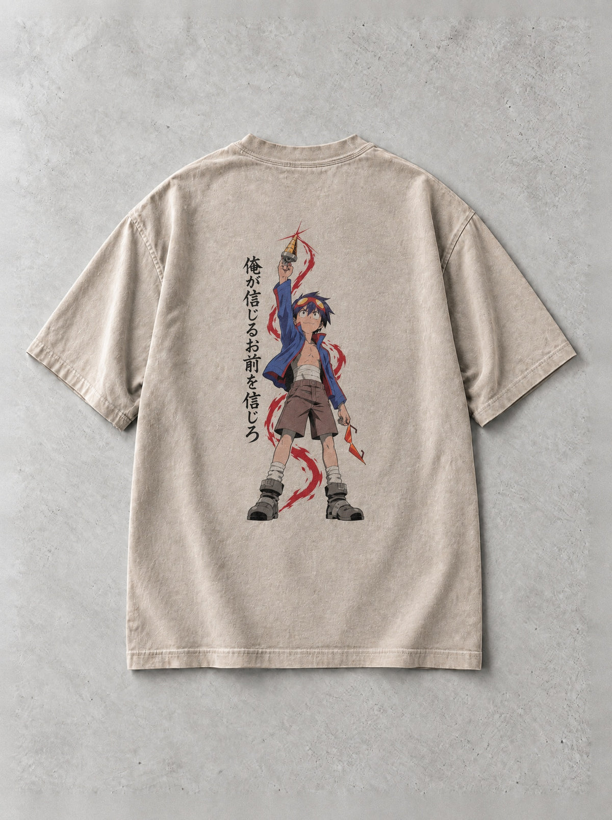 Steadfast Belief Vintage Tee - Gurren Lagann-inspired design by Torazen, back view
