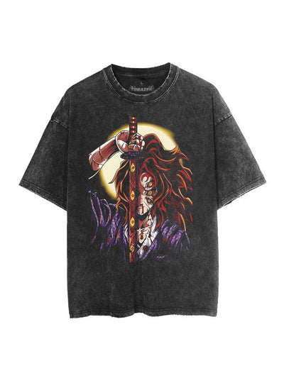 anime-inspired tee with moon demon vintage tee design