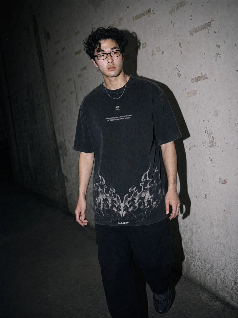 Shadow Flame Rise Vintage Tee - Solo Leveling-inspired design by Torazen