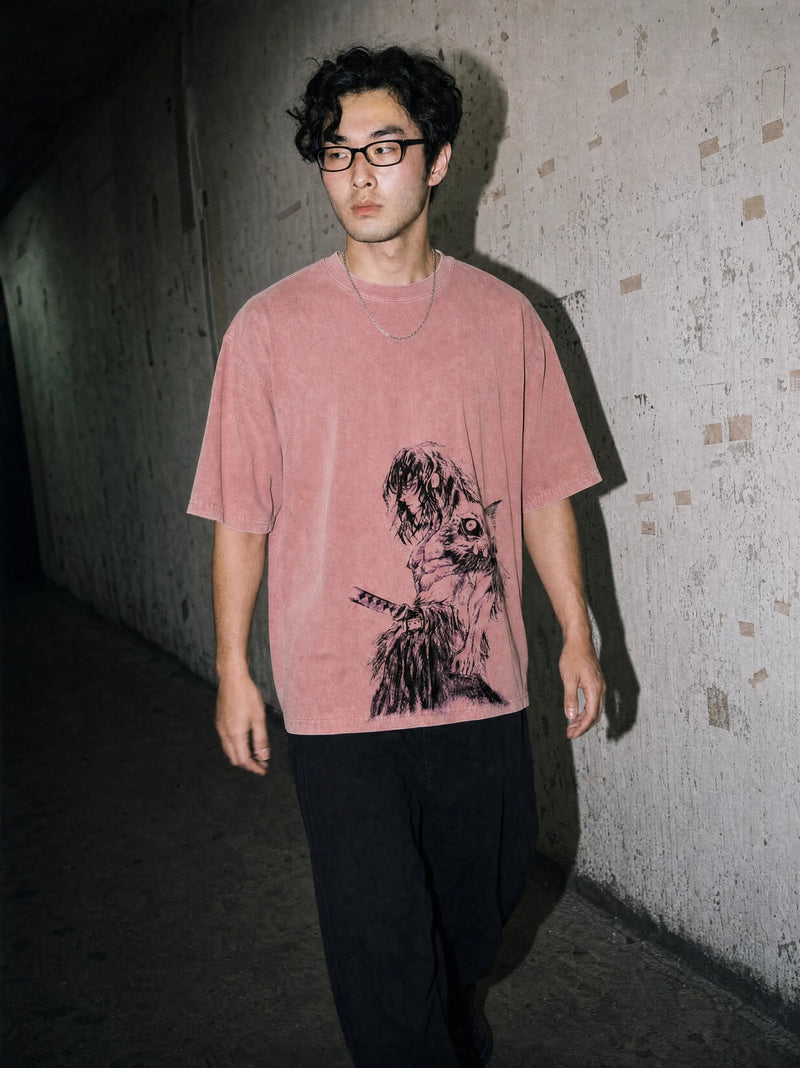 Beast Breathing Demon Vintage Tee - Demon Slayer-inspired design by Torazen