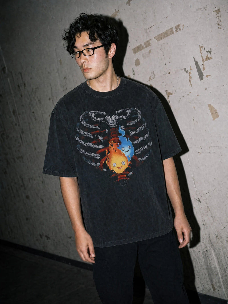 Howls Castle Calcifer Vintage Tee - Studio Ghibli-inspired design by Torazen
