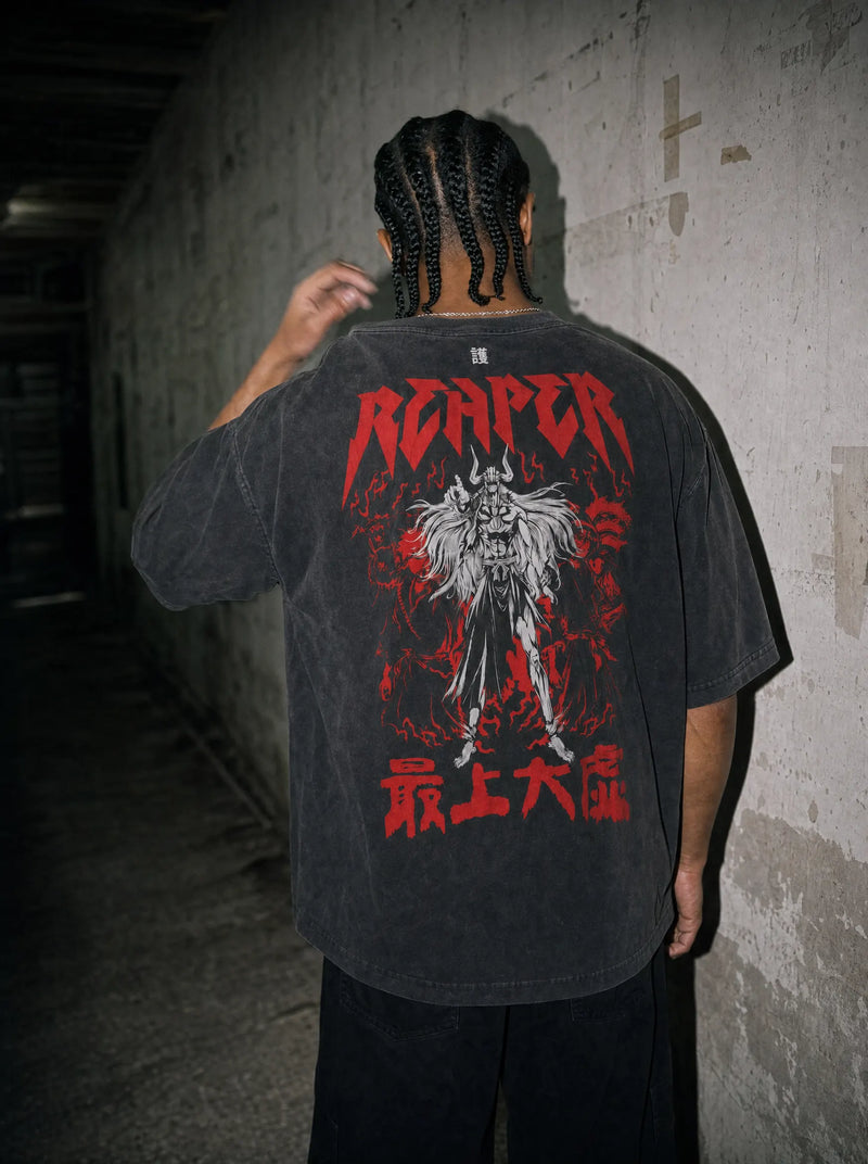 Crimson Reaper Vintage Tee - Bleach-inspired design by Torazen