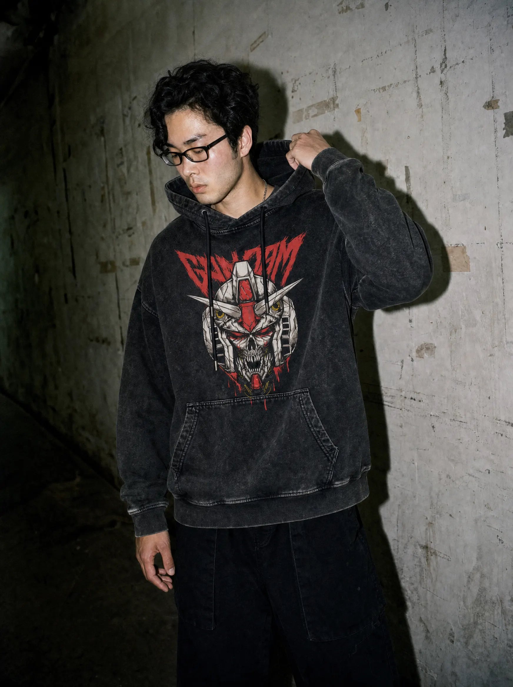 OTH ✦ Gundam Vintage Hoodie - model wearing, front