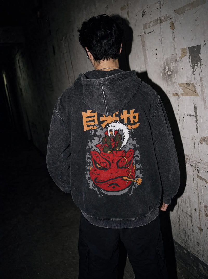 Jiraiya Toad Sage Vintage Hoodie - Naruto-inspired design by Torazen