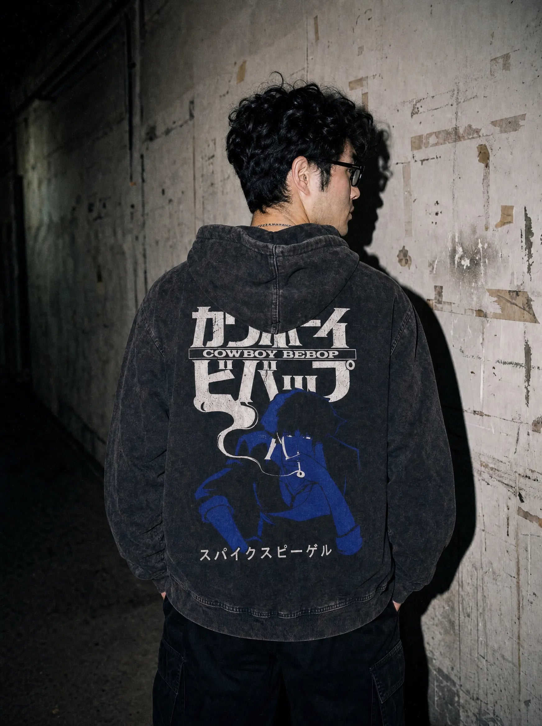 OP ✦ Cowboy Bebop Vintage Hoodie - model wearing