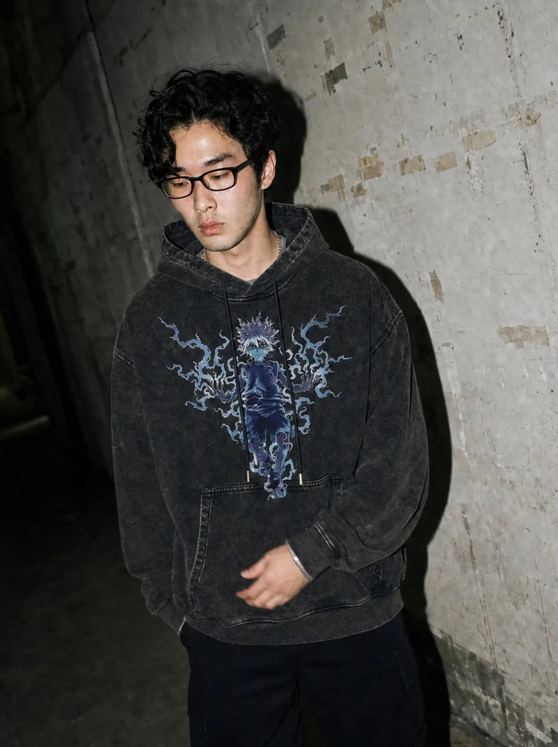 Godspeed Lightning Aura Vintage Hoodie - Hunter x Hunter-inspired design by Torazen