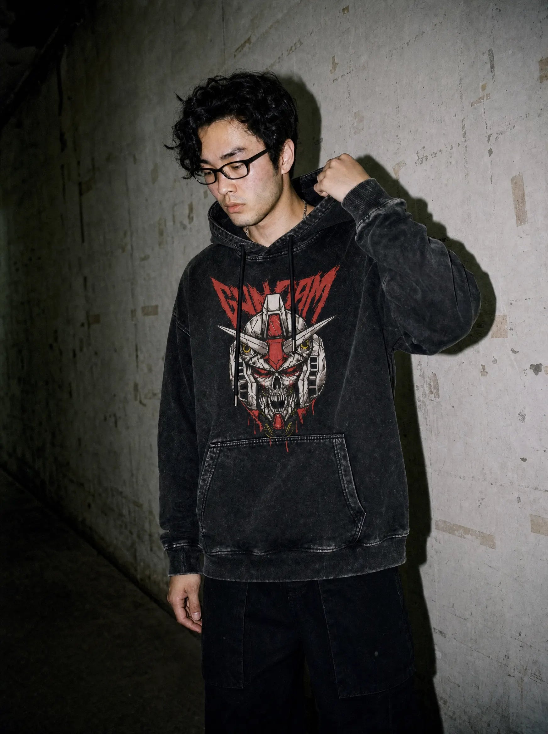 OTH ✦ Gundam Vintage Hoodie - model wearing, front alt