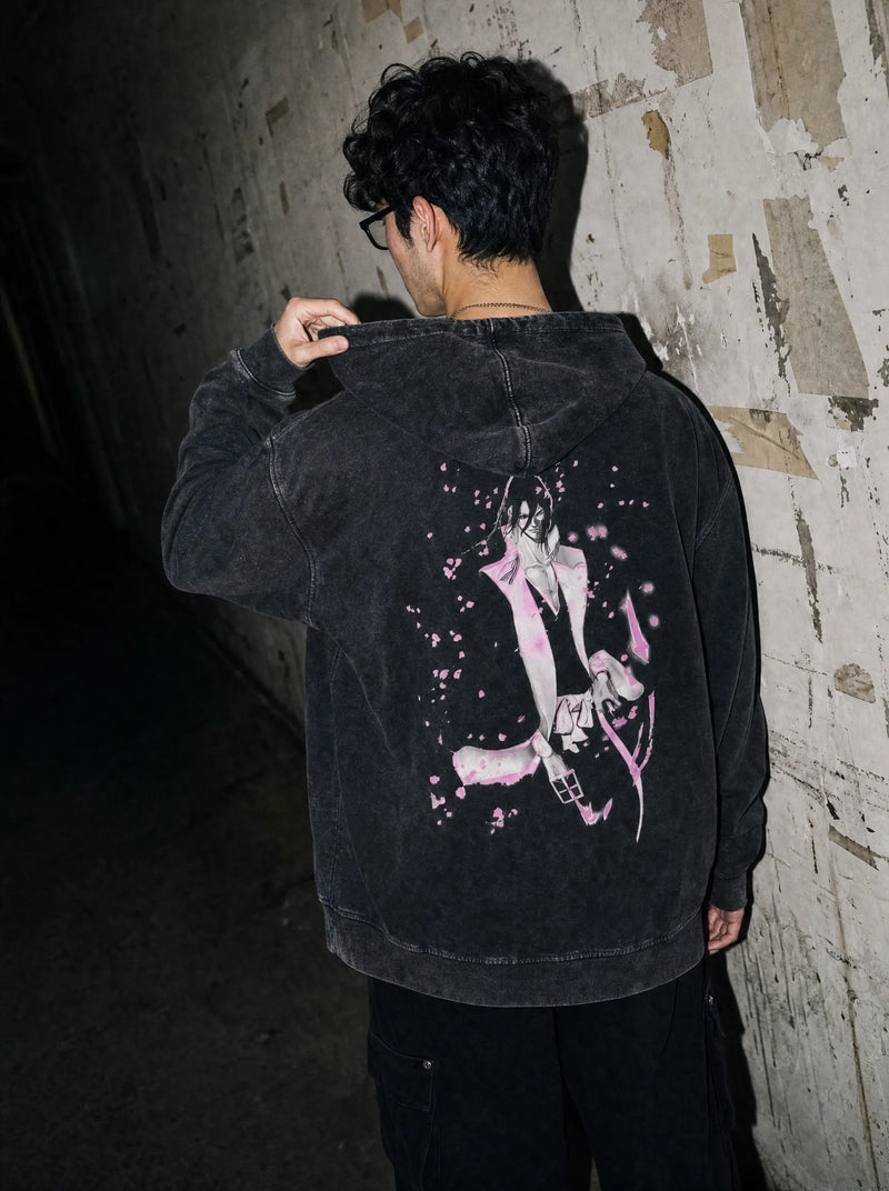 Thousand Blossoms Vintage Hoodie - Bleach-inspired design by Torazen