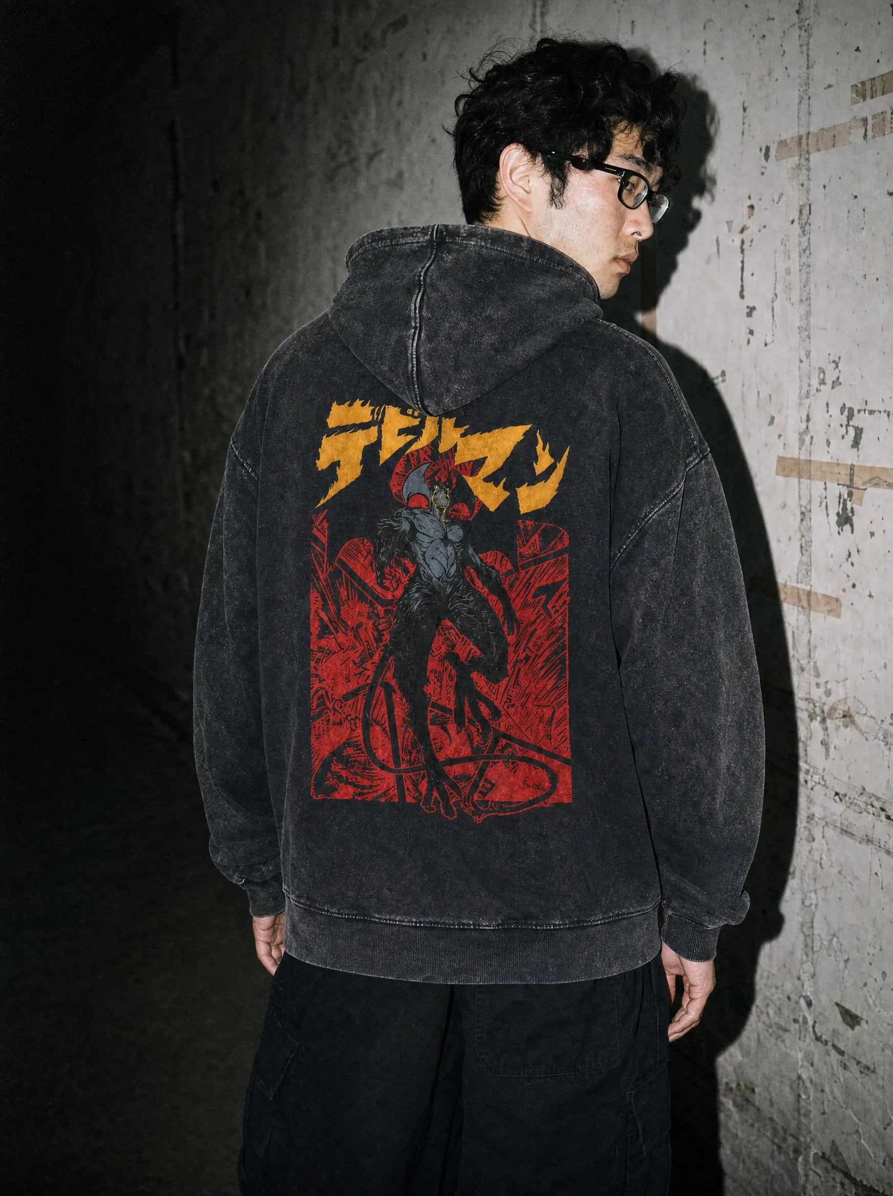 OTH ✦ Devilman Crybaby Vintage Hoodie - model wearing