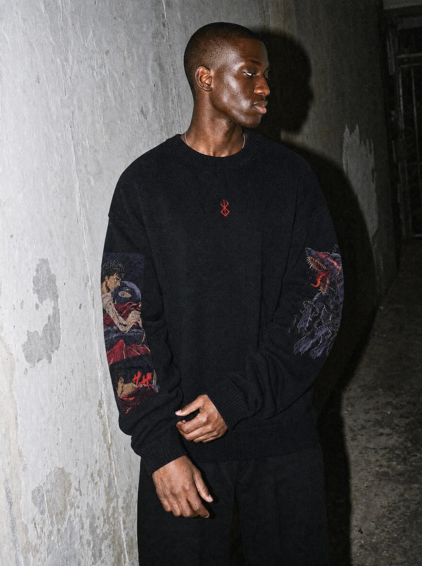 BSRK ✦ Black Swordsman Duality Knitted Sweater on-model PDP image
