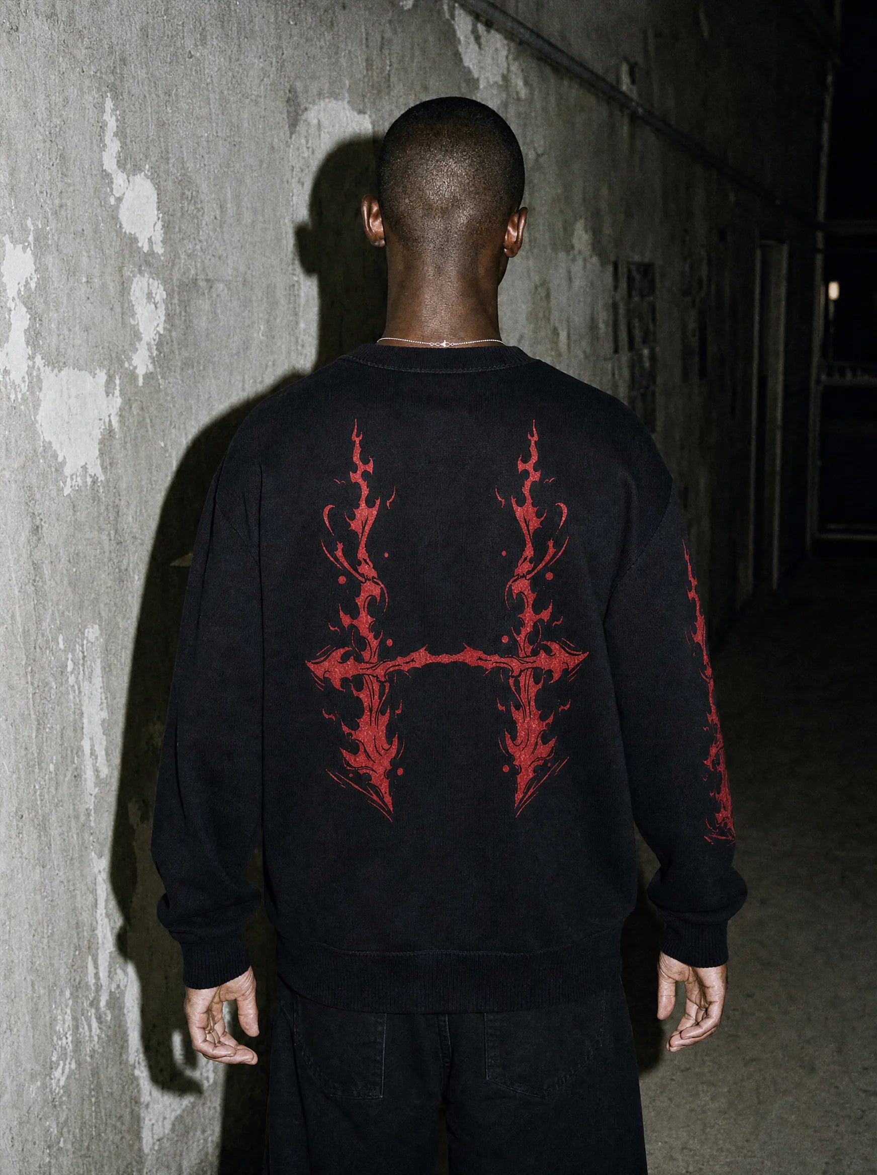 JJK ✦ Choso Piercing Blood Knitted Sweater on-model PDP image