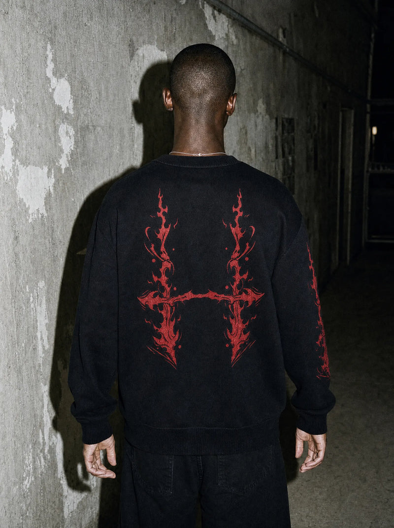 JJK ✦ Choso Piercing Blood Knitted Sweater on-model PDP image