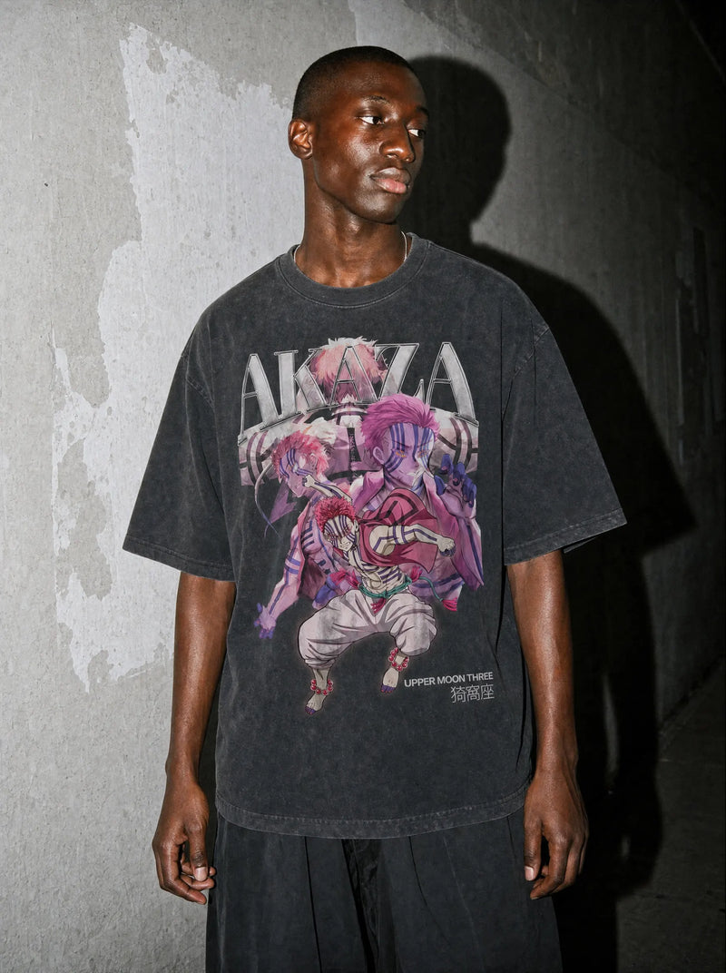 Akaza Vintage Tee - Demon Slayer-inspired design by Torazen