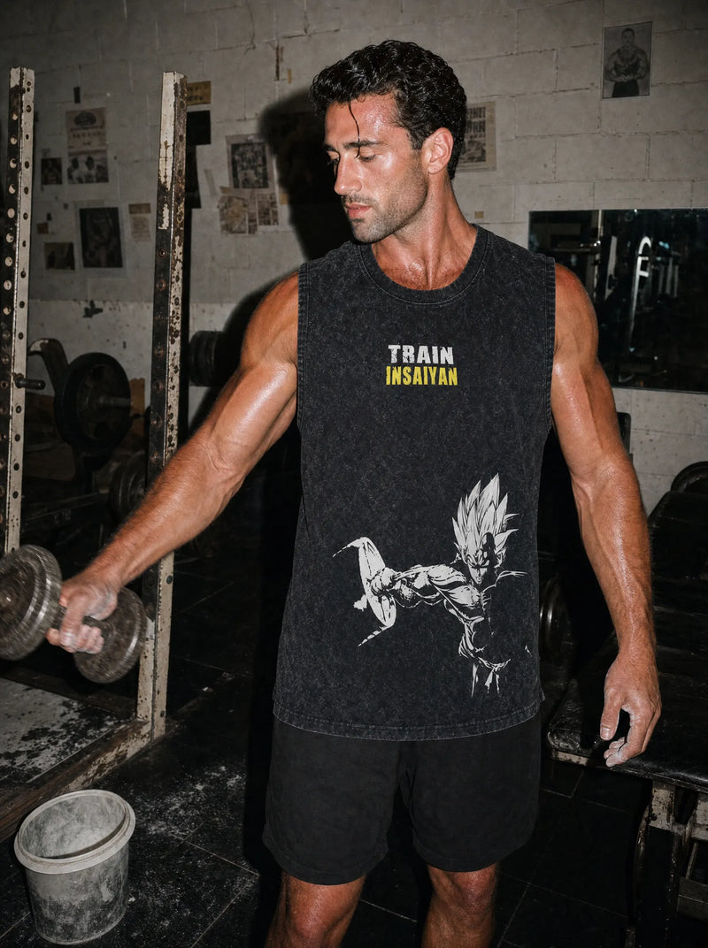 Train Insaiyan Vintage Tank Top - Dragon Ball Z-inspired design by Torazen