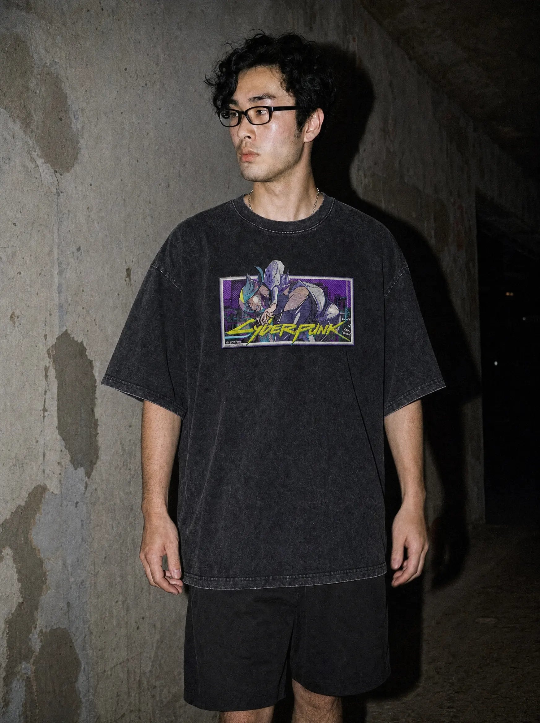 OTH ✦ Cyberpunk Embroidery Tee on-model PDP image