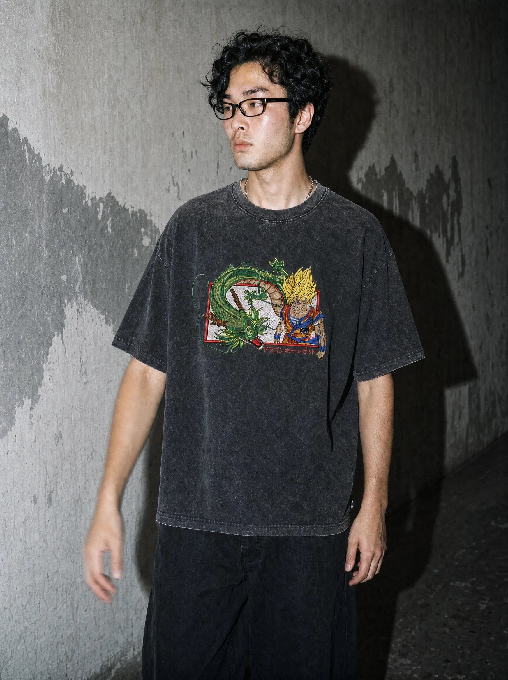 DBZ ✦ Shenron Embroidery Tee on-model PDP image