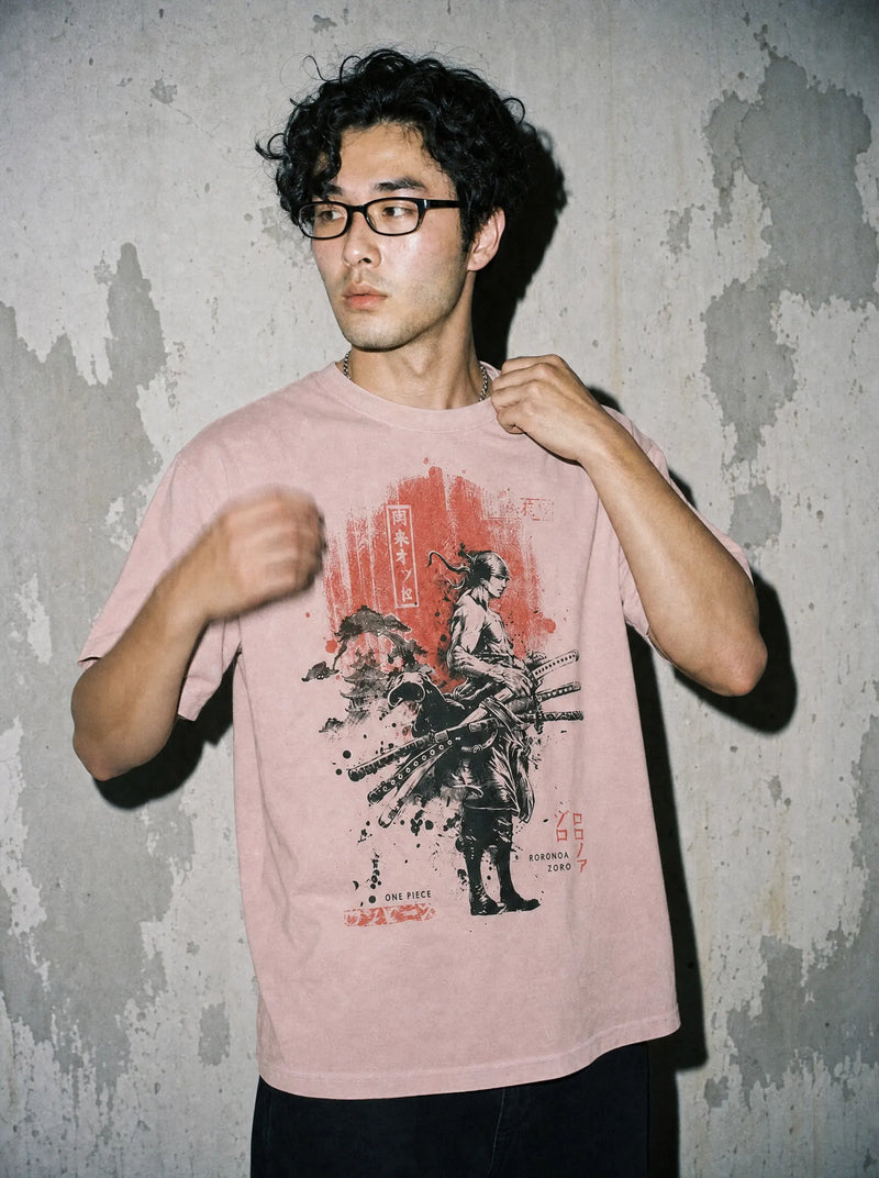 OP ✦ Roronoa Blade Master Graphic Tee on-model PDP image