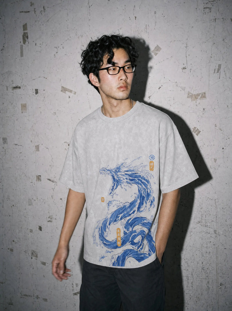Water Dragon Fury Vintage Tee - Demon Slayer-inspired design by Torazen