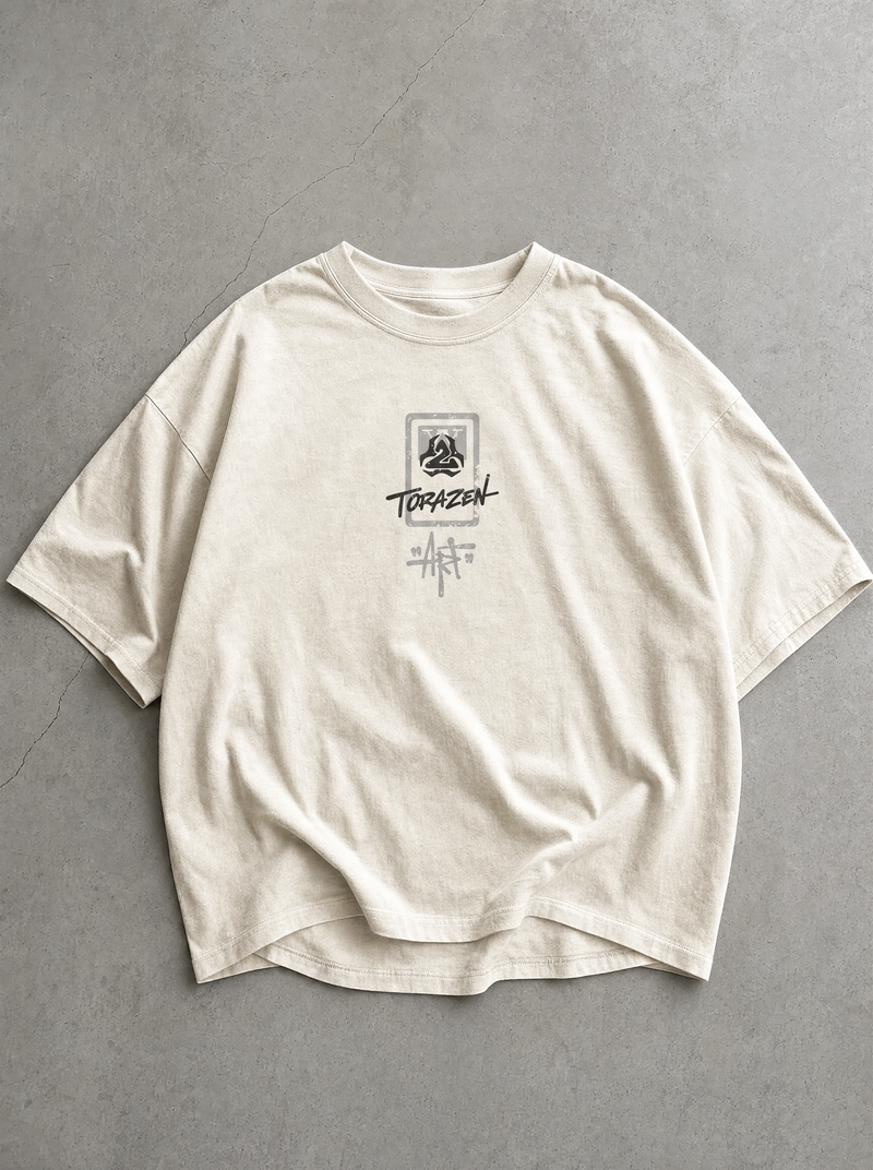 Asphalt Halftone Vintage Tee - front flat lay on concrete, vintage-washed vintage tee