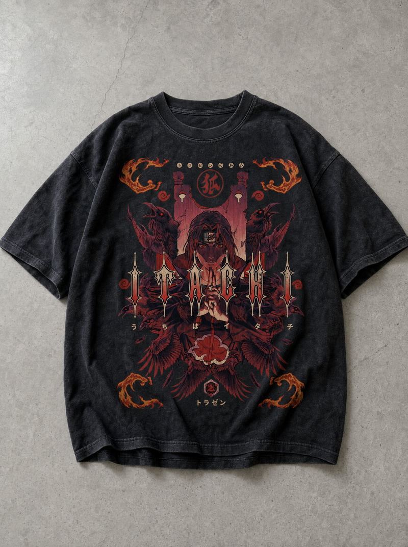 Murder of Crows Vintage Tee - front flat lay on concrete, vintage-washed vintage tee