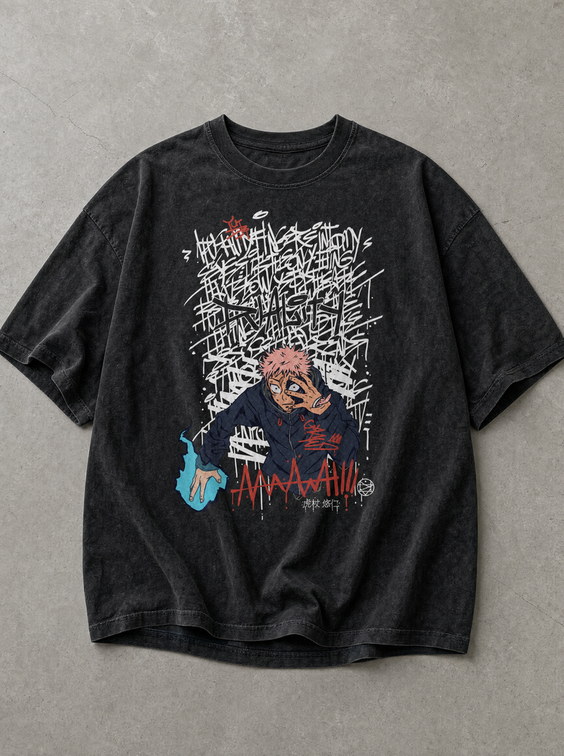 Mouth of the King Vintage Tee - front flat lay on concrete, vintage-washed vintage tee