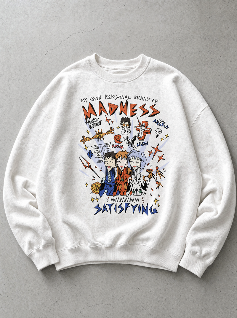 Personal Brand of Madness Vintage Sweatshirt - front flat lay on concrete, vintage-washed sweatshirt