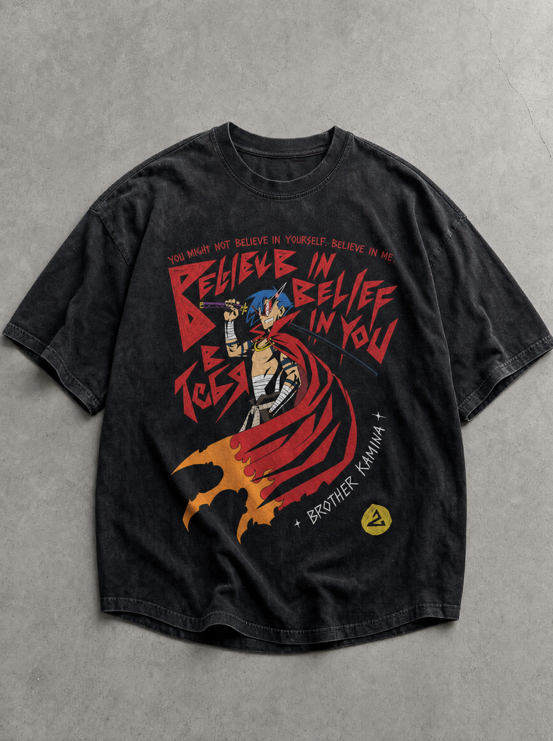 Believe in My Belief Vintage Tee - front flat lay on concrete, vintage-washed vintage tee