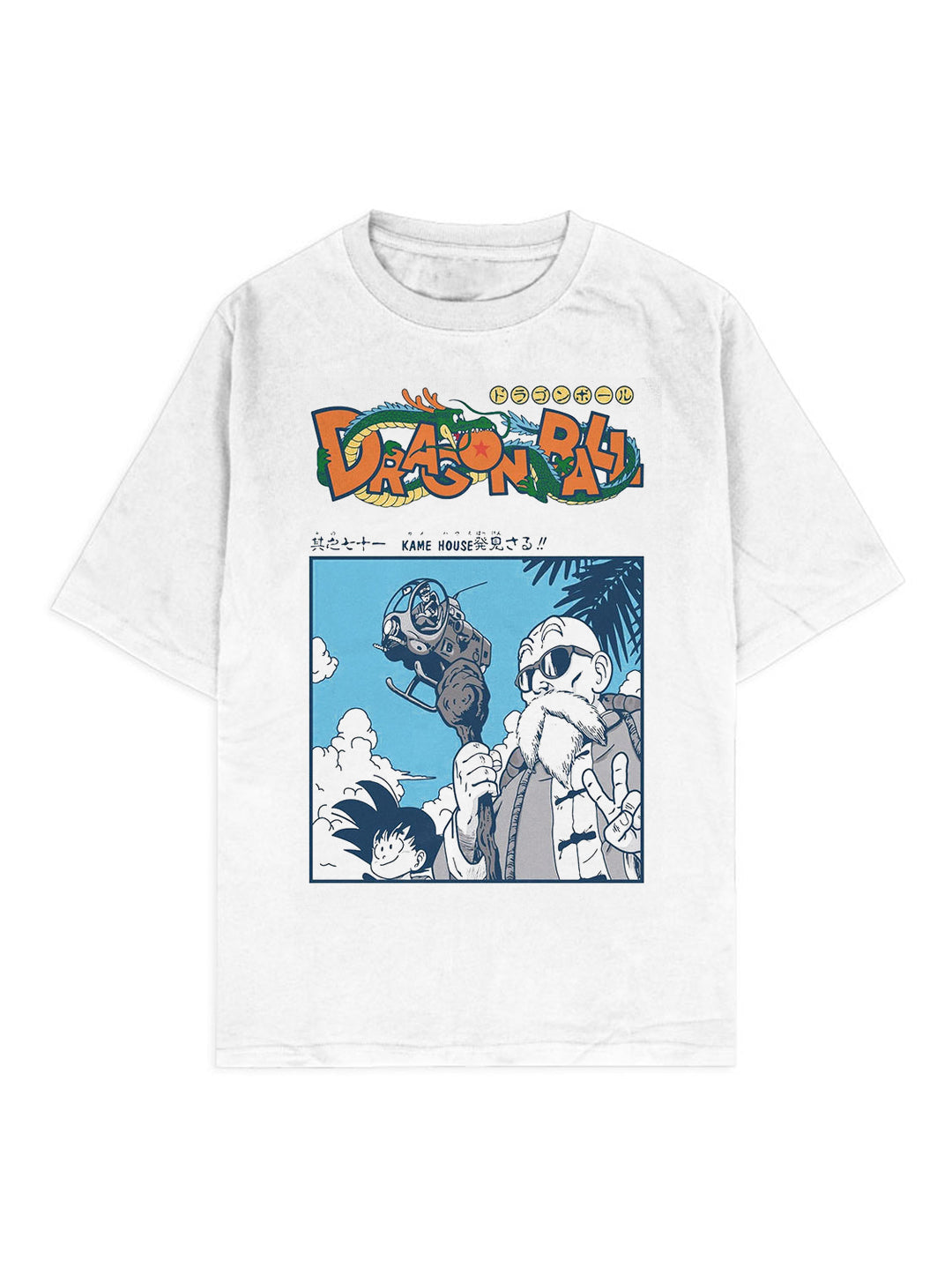 A t-shirt with anime-inspired design, blending manga shonen style with modern streetwear aesthetic.