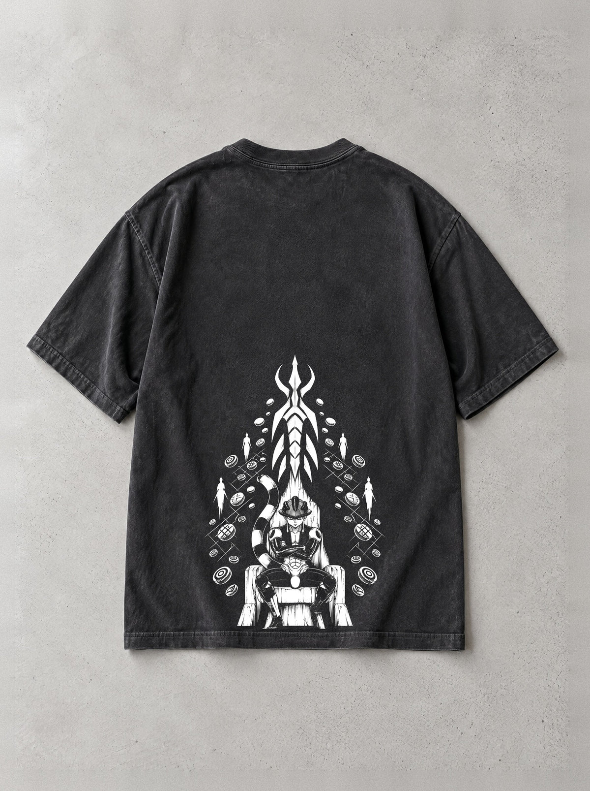 Gungi King Throne Vintage Tee - Hunter x Hunter-inspired design by Torazen, back view