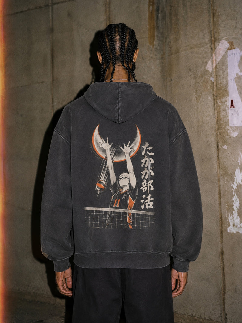 HYQ ✦ Moon Block Vintage Hoodie by Torazen, worn on model