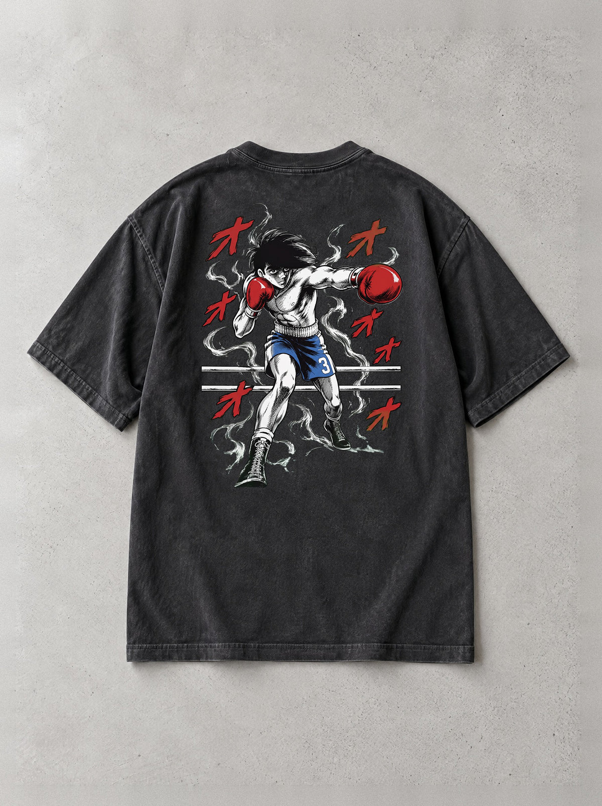 Liver Blow Stance Vintage Tee - Hajime no Ippo-inspired design by Torazen, back view