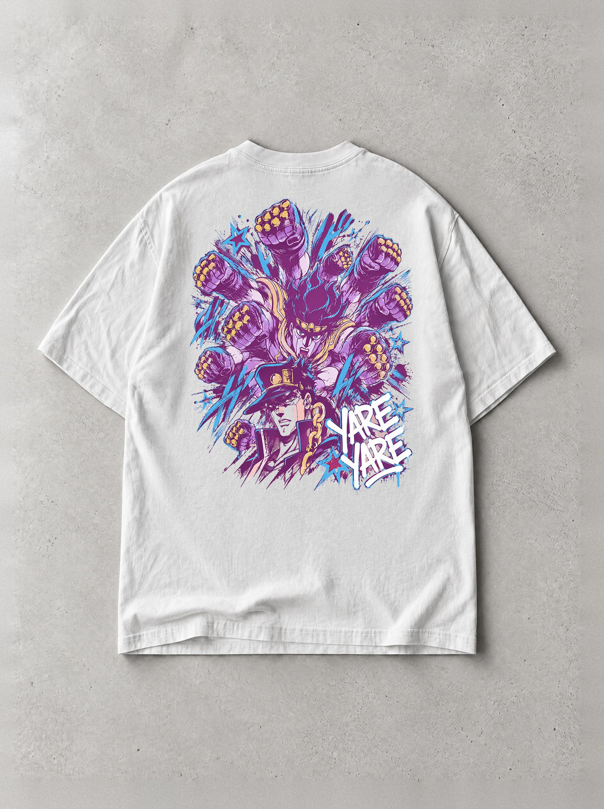 Star Rush Barrage Vintage Tee - JoJo's Bizarre Adventure-inspired design by Torazen, back view