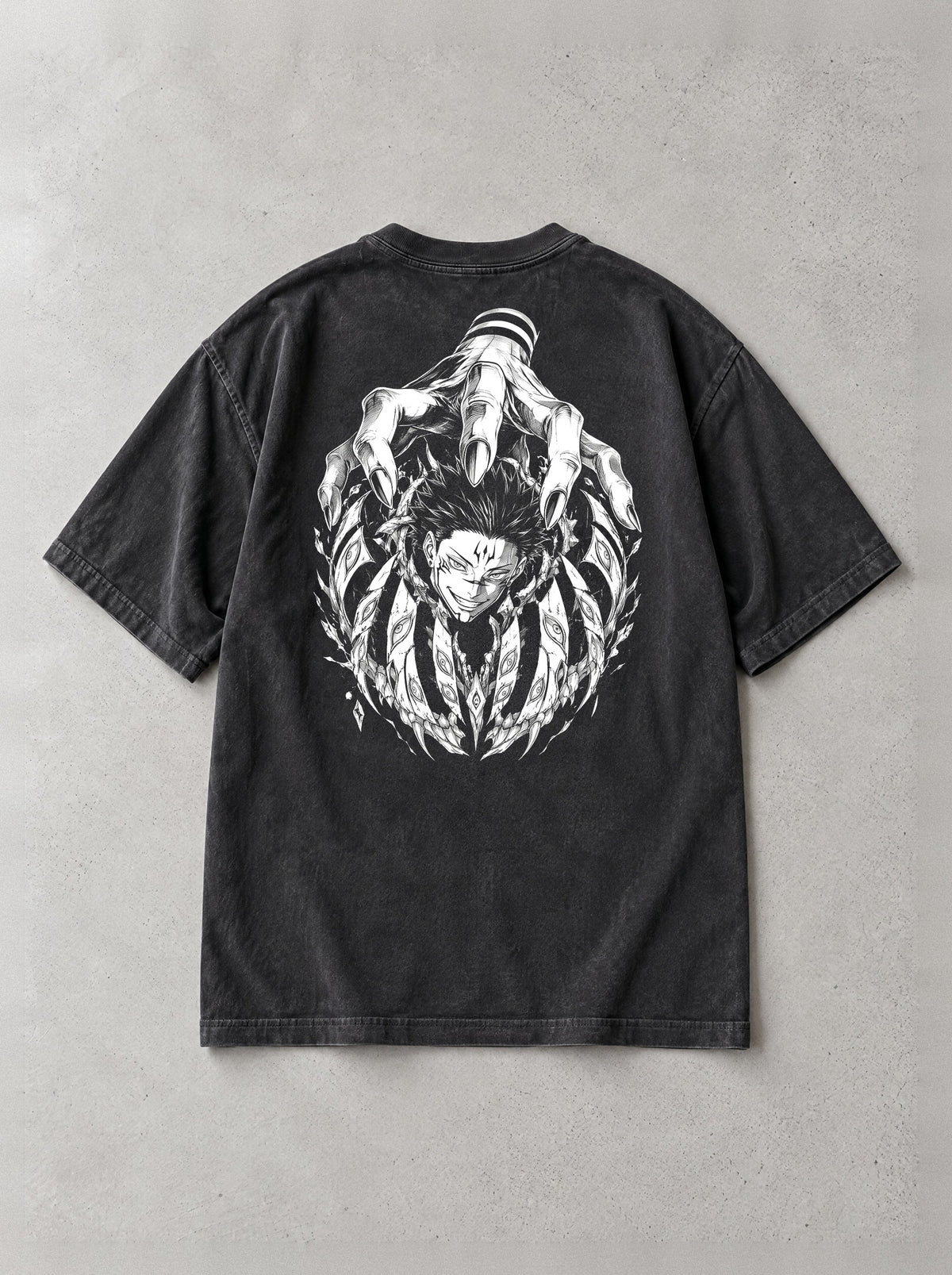 Cursed Grip Vintage Tee - Jujutsu Kaisen-inspired design by Torazen, back view