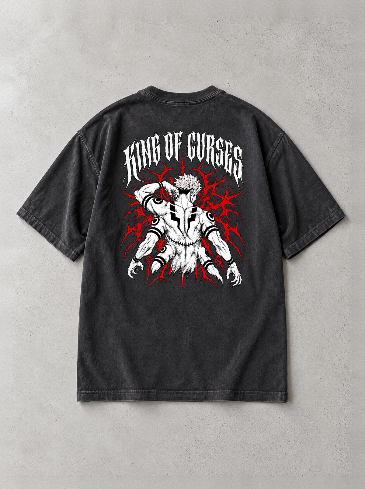 King Of Curses Script Vintage Tee - Jujutsu Kaisen-inspired design by Torazen, back view