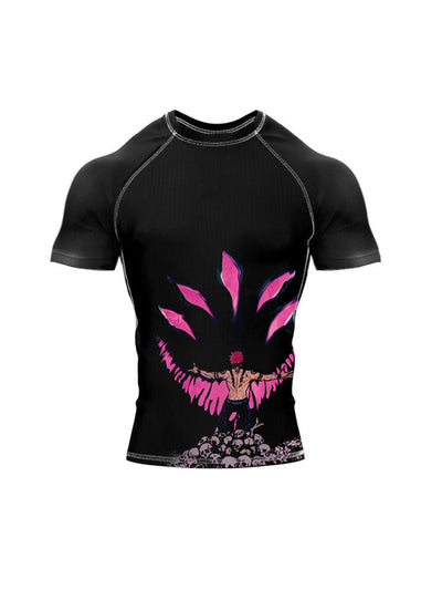 anime-inspired apparel with king of curses shrine compression top design