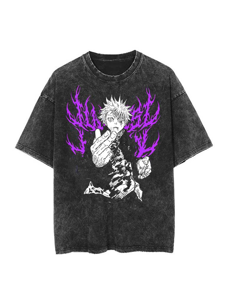 anime-inspired tee with blindfolded sorcerer perception vintage tee design