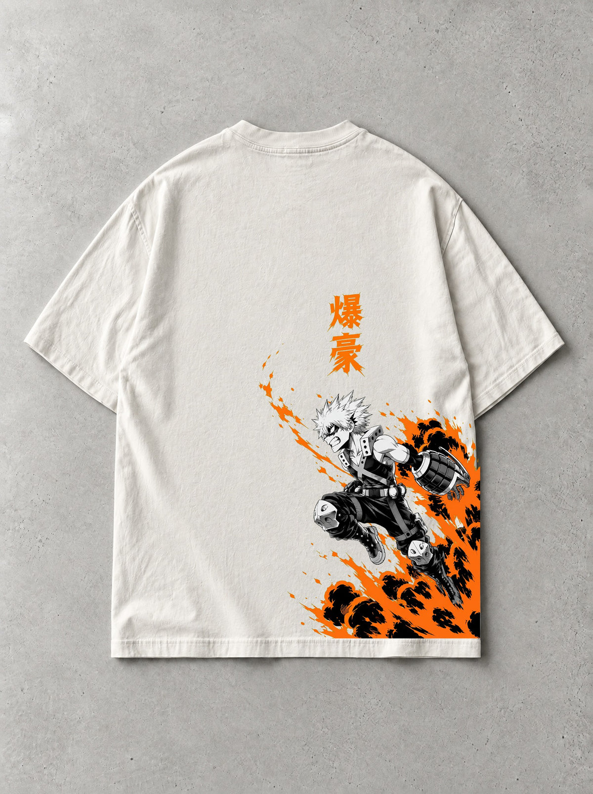 Explosion Kanji Leap Vintage Tee - My Hero Academia-inspired design by Torazen, back view