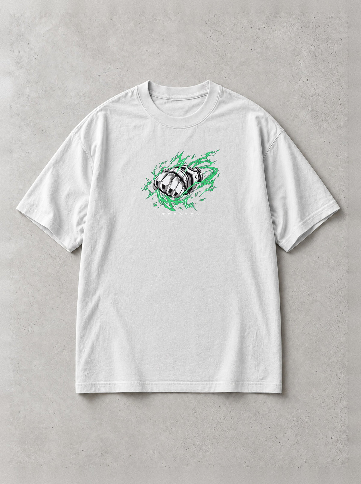 Green Spark Smash Vintage Tee by Torazen, front view