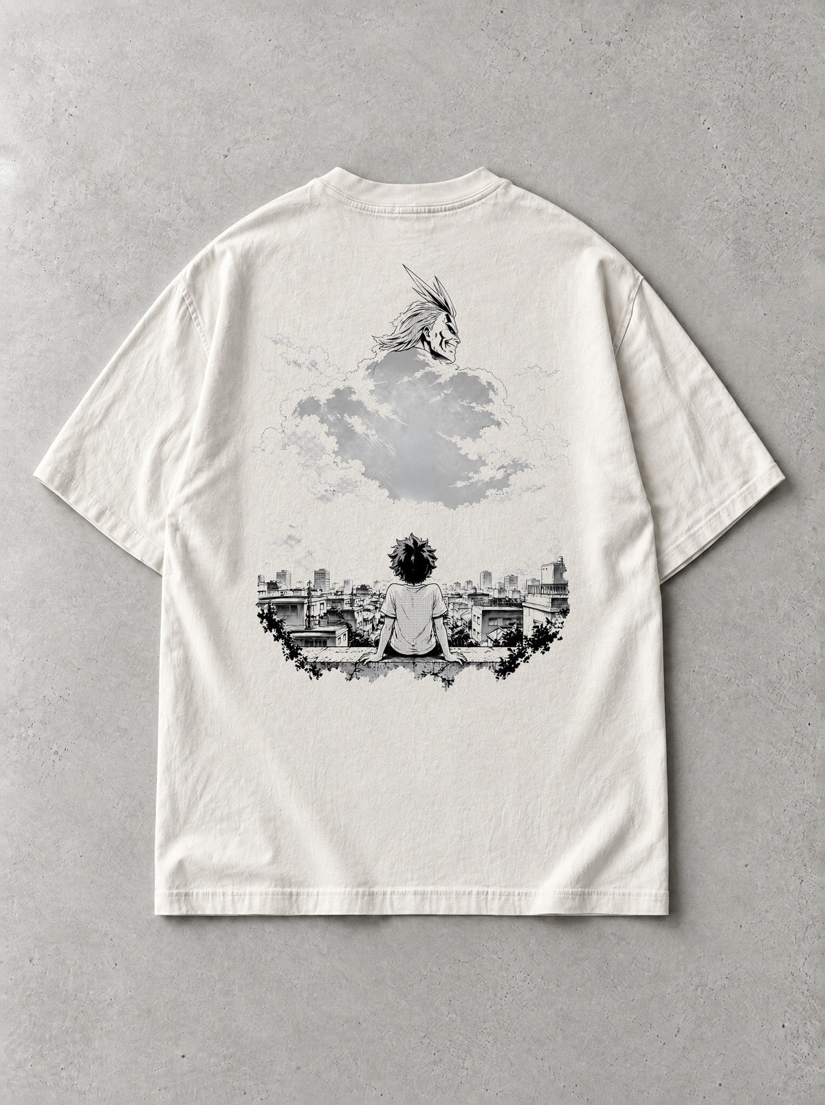 Rooftop Dream Vintage Tee - My Hero Academia-inspired design by Torazen, back view