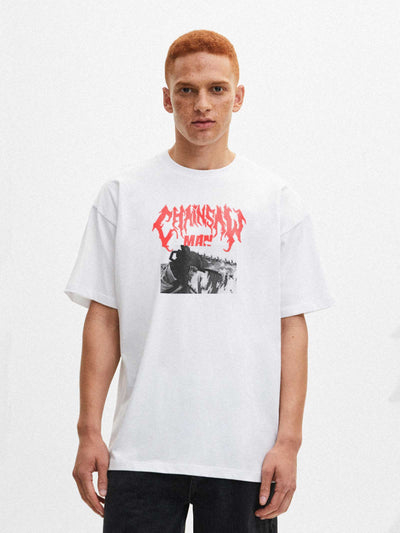 anime-inspired tee with chainsaw man classic tee. design