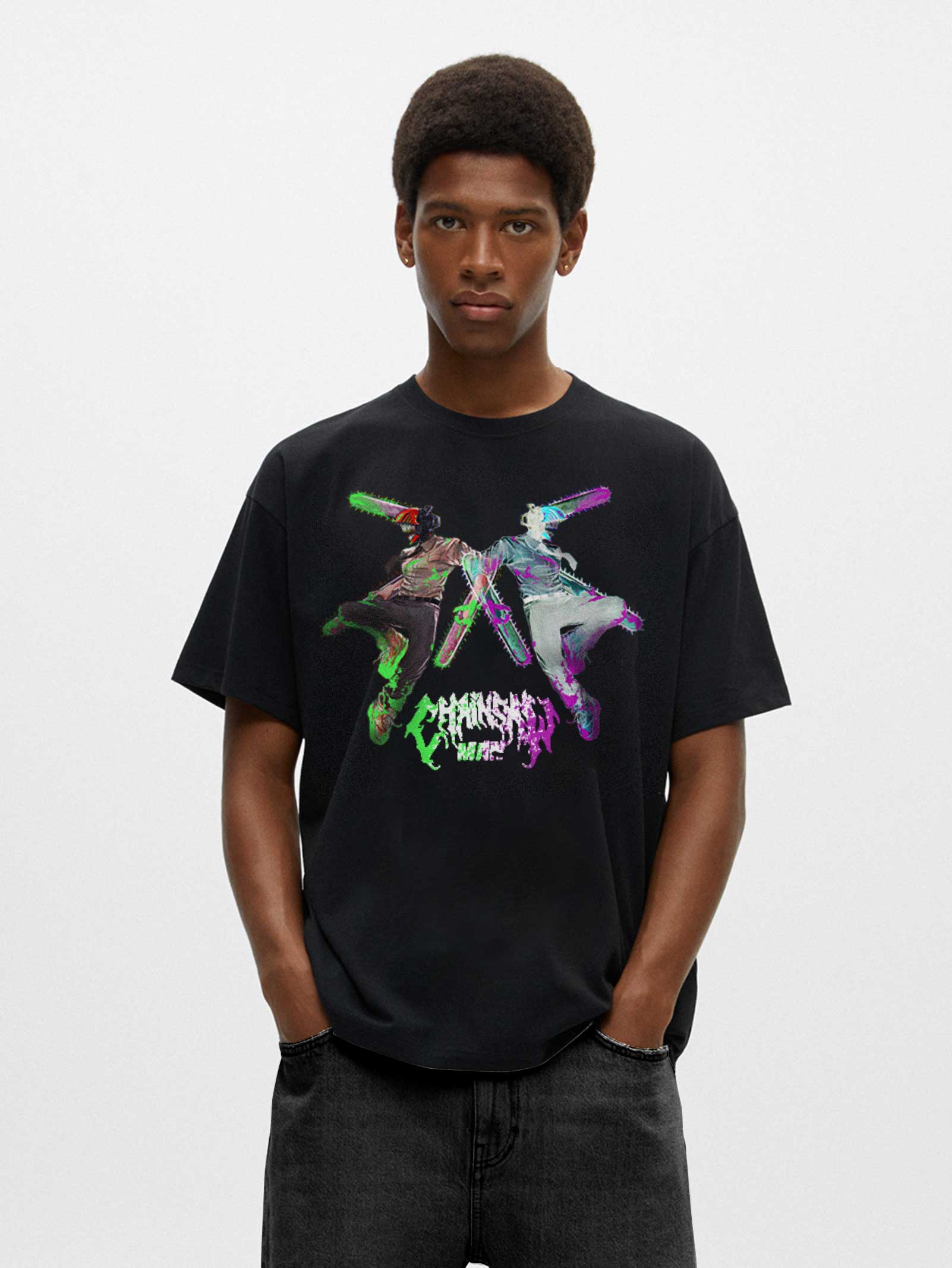 A sweatshirt with anime-inspired design, blending manga shonen style with modern streetwear aesthetic.