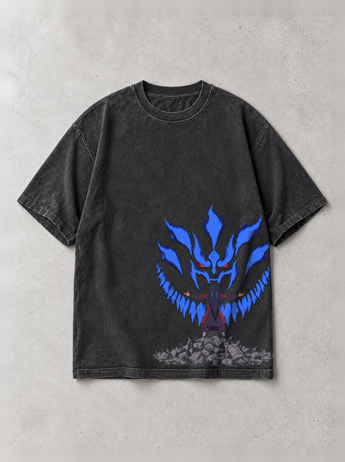 Blue Susanoo Rise Vintage Tee - Naruto-inspired design by Torazen, front view