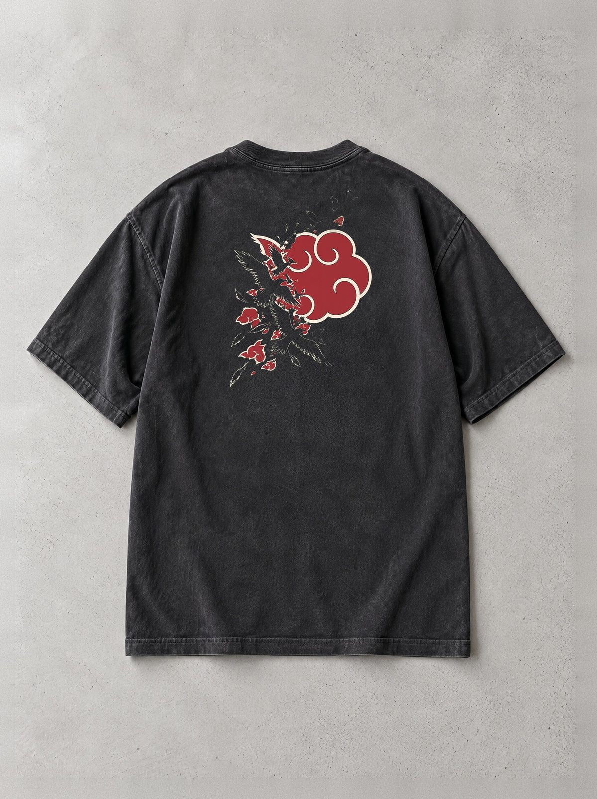 Crow Cloud Scatter Vintage Tee - Naruto-inspired design by Torazen, back view