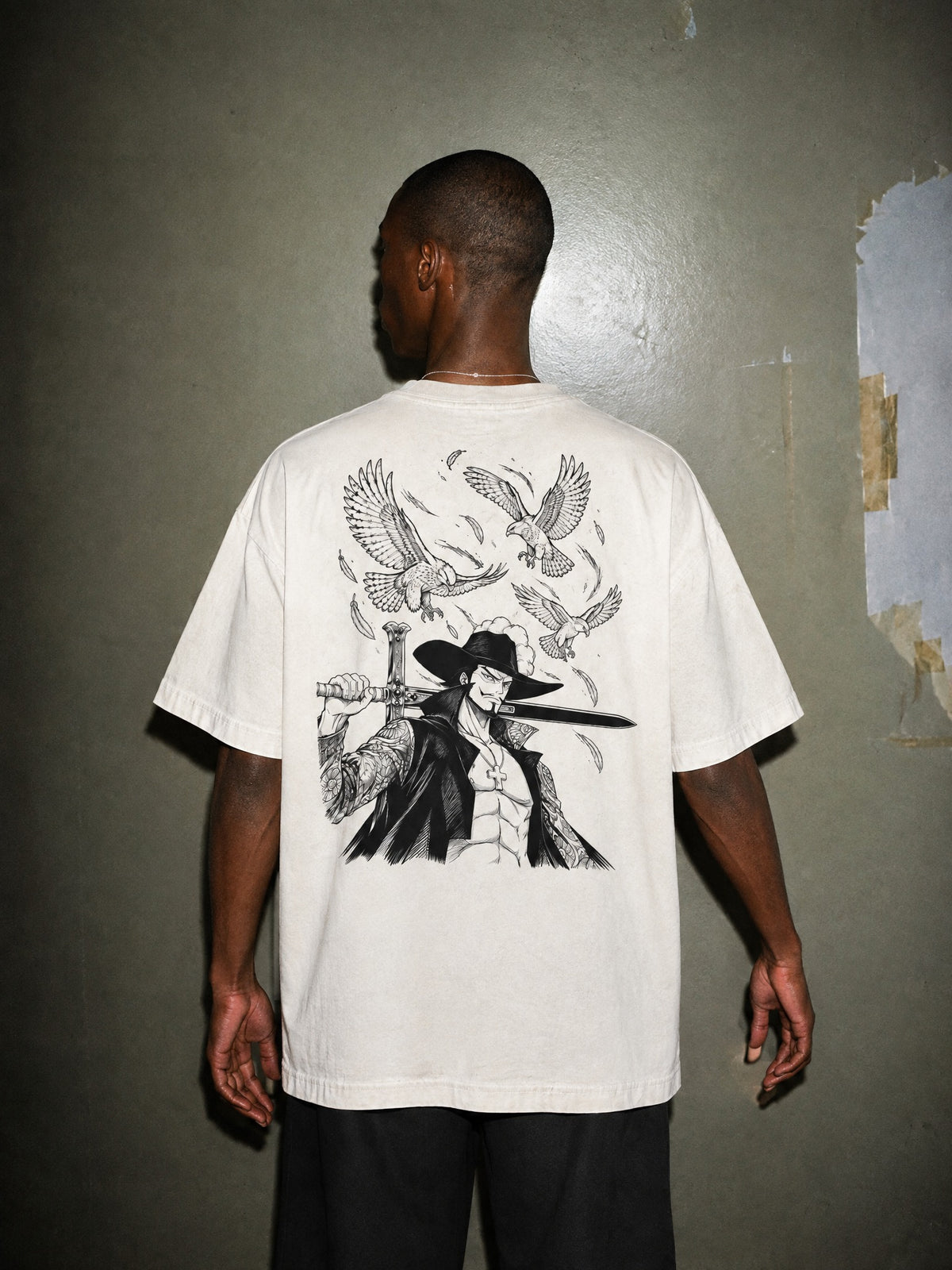OP ✦ Plumed Hat Blade Vintage Tee by Torazen, worn on model