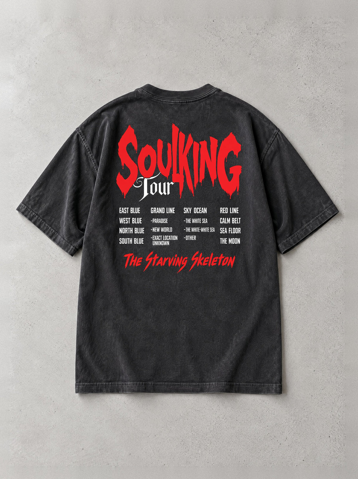 Starving Skeleton Tour Vintage Tee - One Piece-inspired design by Torazen, back view