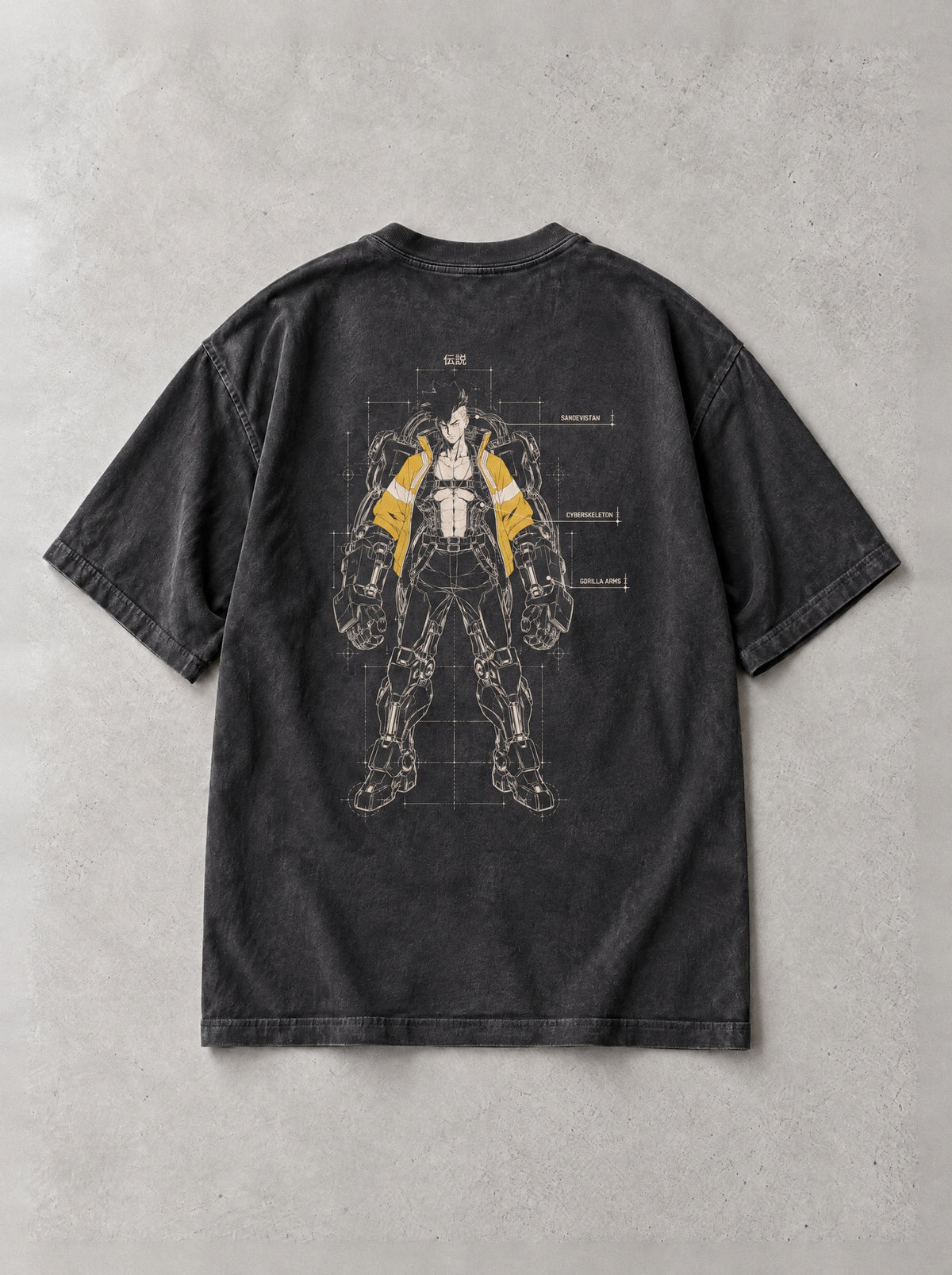 Chrome Legend Vintage Tee - Cyberpunk: Edgerunners-inspired design by Torazen, back view